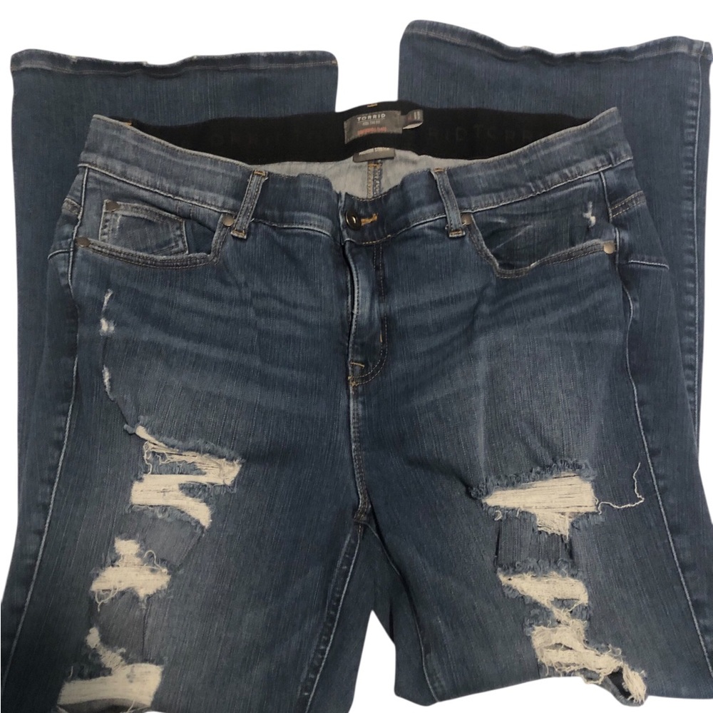 torrid Distressed Dark Blue Boyfriend Jeans